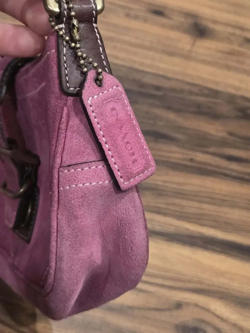 Vtg Y2K Coach Soho Suede Buckle Mini Flap Shoulder Bag Pink Magenta 90s Handbag